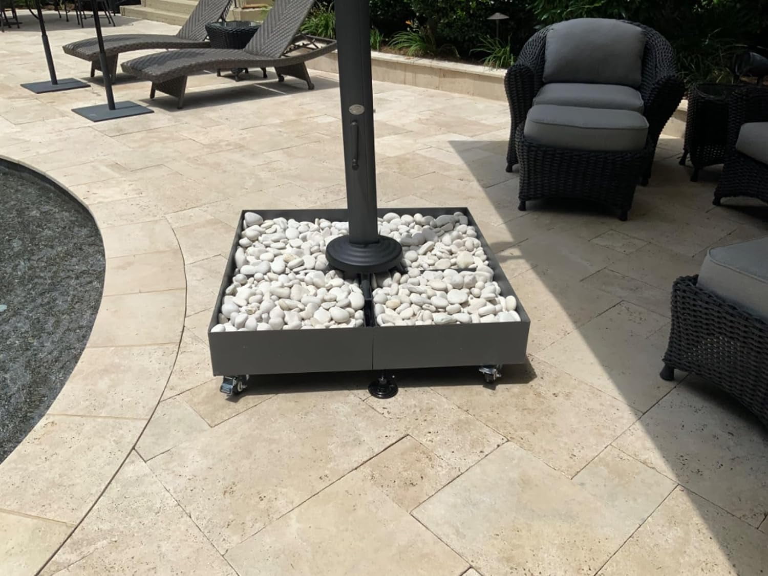 PURPLE LEAF Patio Umbrella Base WK4500 with 4 Lockable Wheels 1100 lbs High Capacity Heavy-Duty Cantilever Offset Steel Umbrella Base Weighted Base For 11 x11FT,13FT