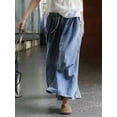 thumbnail image 4 of Women's Wide Leg Baggy Jeans Plus Size Loose Elastic Waist Denim Pants With Deep Pockets Light Blue, 4 of 6