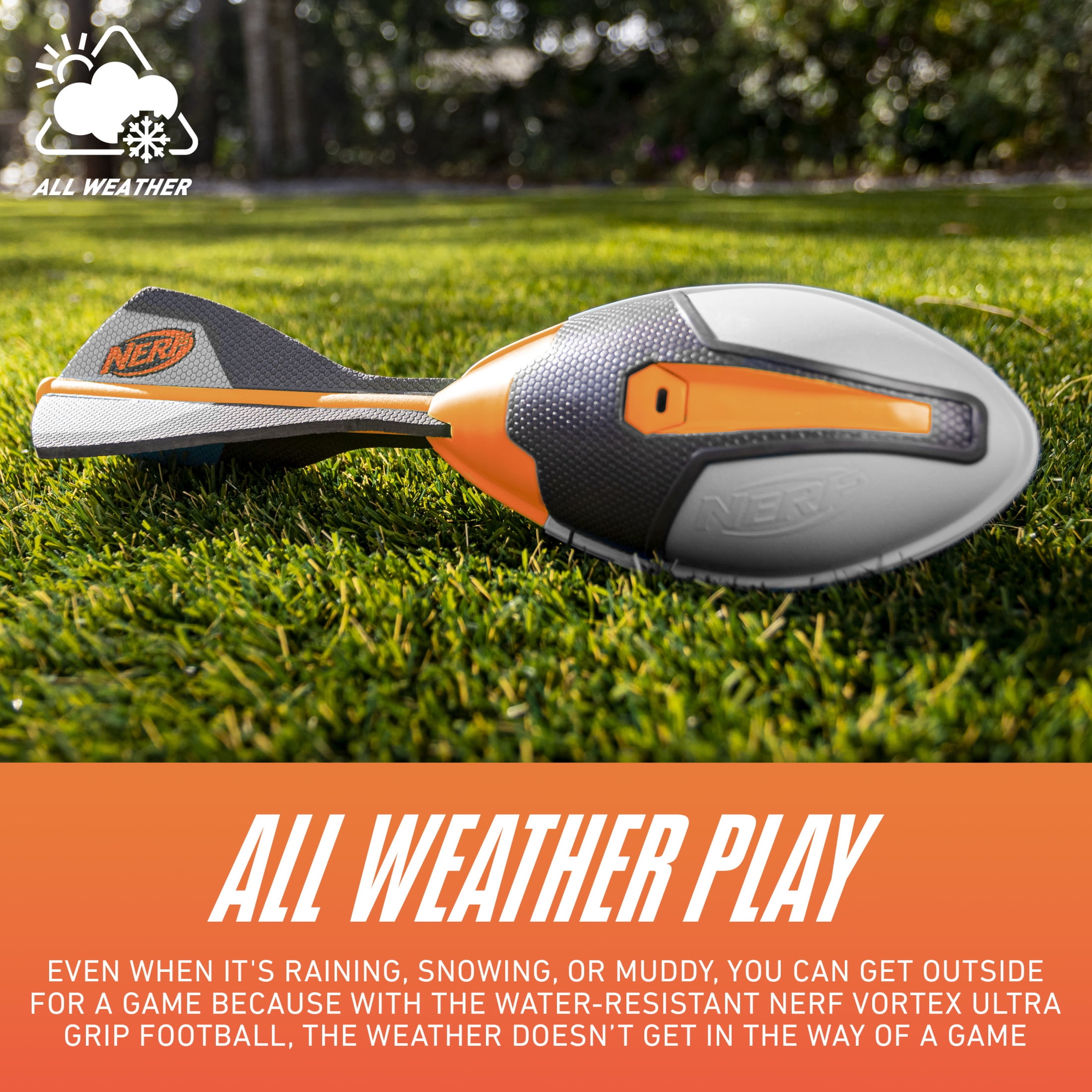 NERF Vortex Ultimate Grip Foam Football - NERF Soft Vortex Football for Long-Distance Throws - All-Weather Perfect for Pool + Beach Football - Kids Ultimate Grip Whistle Vortex Foam Ball
