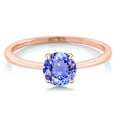thumbnail image 2 of Gem Stone King 10K Rose Gold Blue Tanzanite Solitaire Engagement Ring for Women (0.90 Cttw, Round 6MM, Gemstone December Birthstone, Size 10), 2 of 5