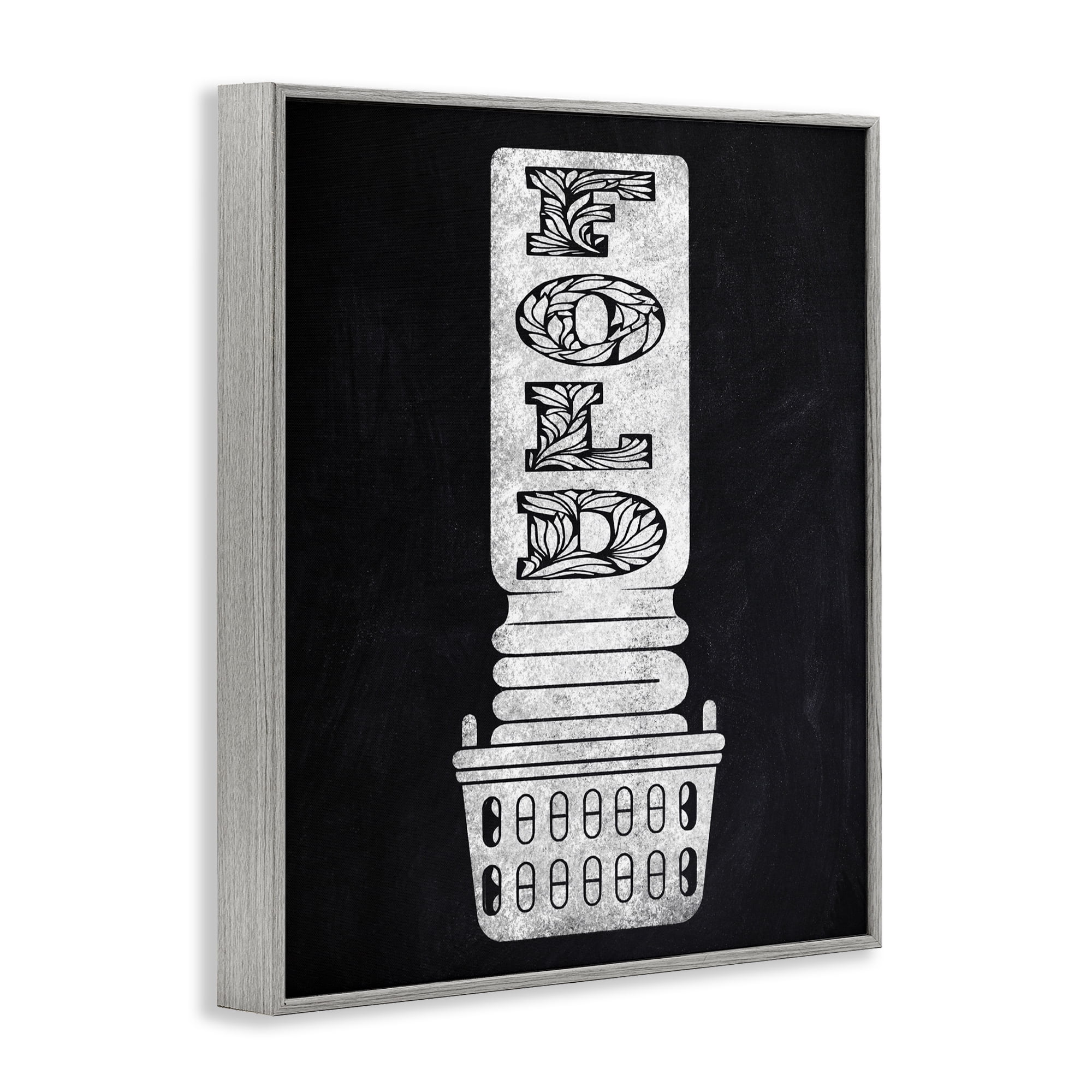 Laundry Fold Ornate Letters Gray Framed Giclee Art, design by Marcus Prime