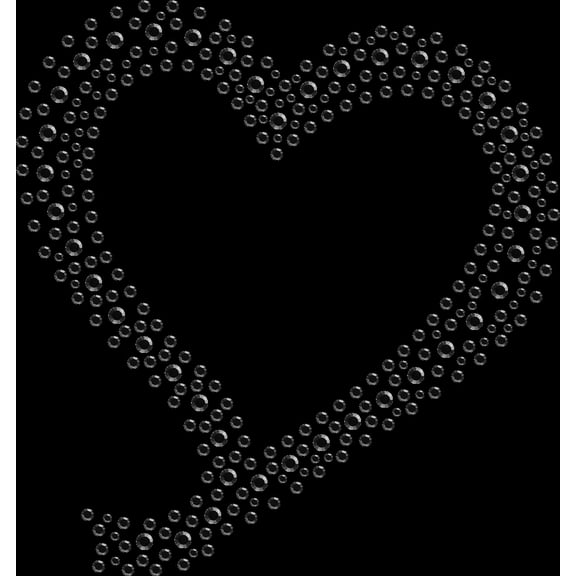 Rhinestone Bling Sparkle Iron On Transfer DIY Abstract Heart Black Diamond