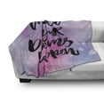 thumbnail image 3 of Saying Soft Flannel Fleece Throw Blanket, Make Your Dreams Happen Saying About Dreams Goals and Life, Cozy Plush for Indoor and Outdoor Use, 50" x 60", Lavender Pink and Black, by Ambesonne, 3 of 6