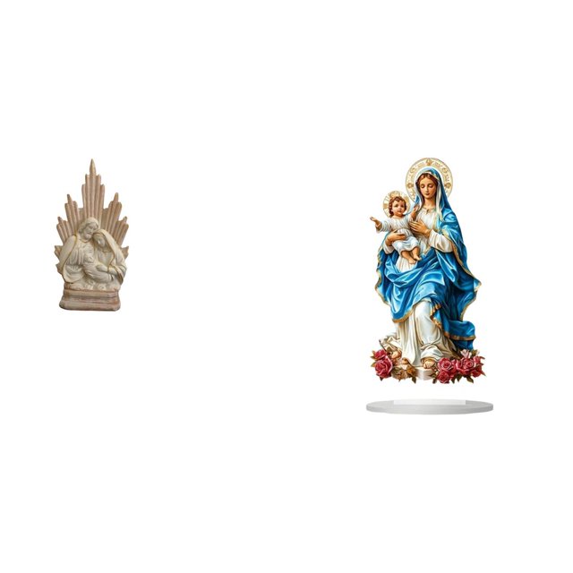 Escultura clásica católica de resina para oficina, mesa, coche, decoración del hogar y adorno de escritorio acrílico 2D único, regalo para decoración