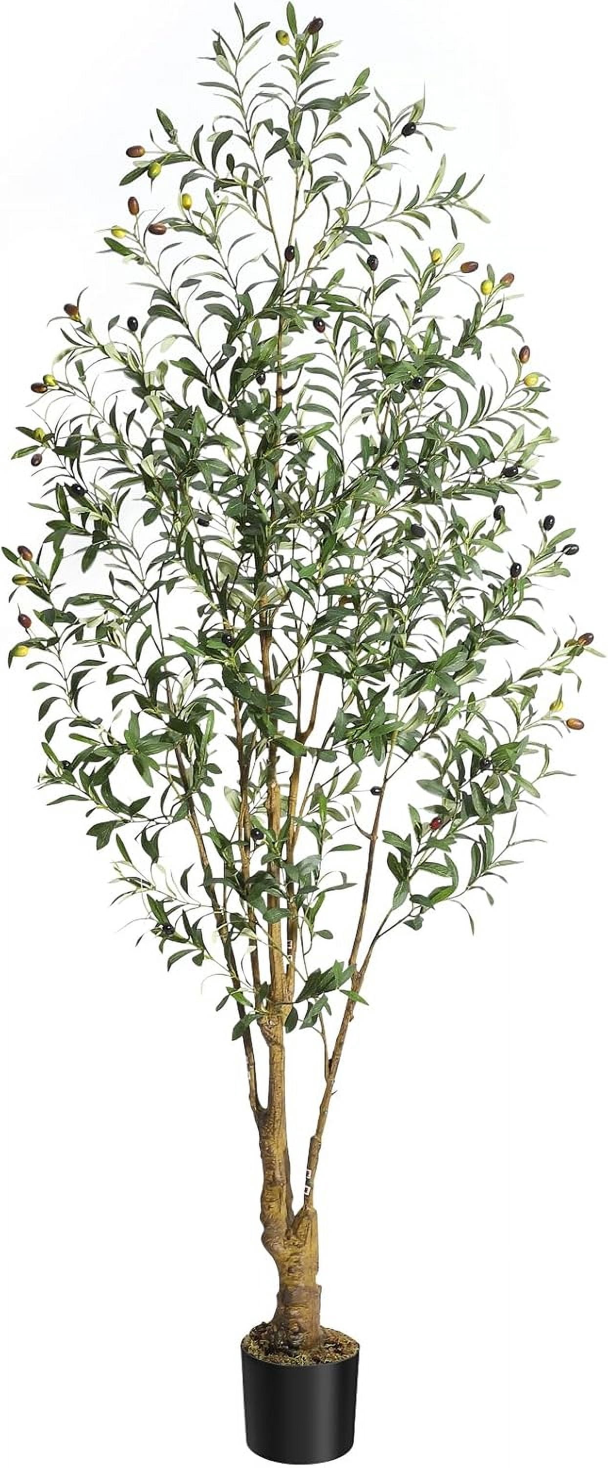 6FT Artificial Olive Tree, Tall Fake Olive Trees with Realistic Trunk, Leaves, Fruits, Fake Olive Trees Potted Topiary Tree with Dried Moss for Home Office Living Room Bedroom Stairs Foyer Decor