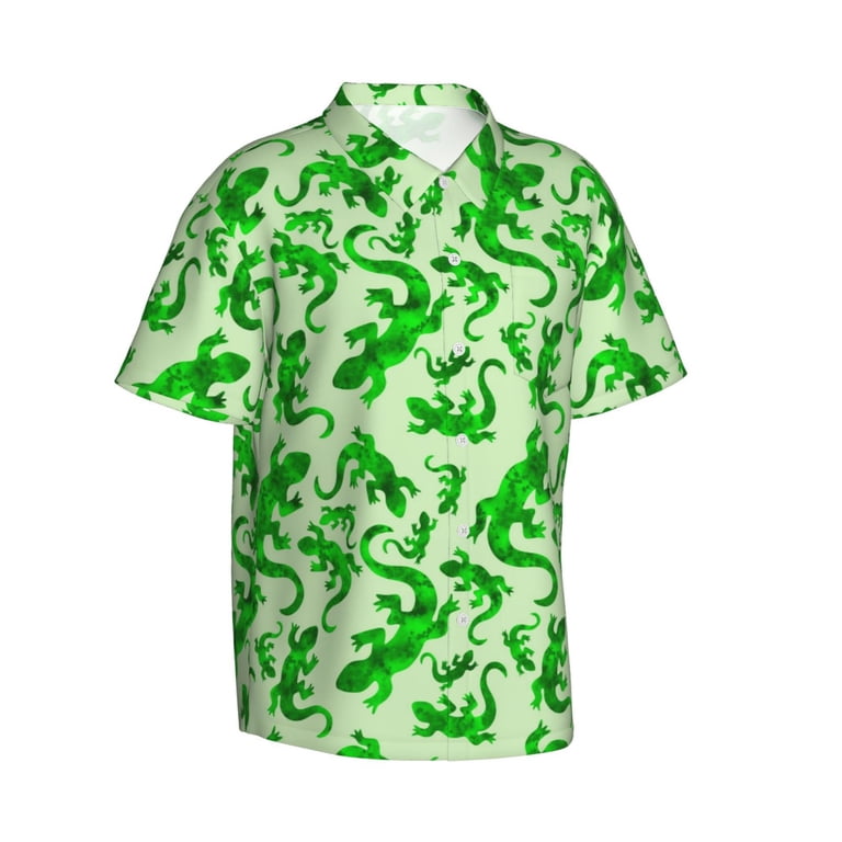 Daiia Green Lizard Hawaiian Shirt for Men Gentle Cotton Regular