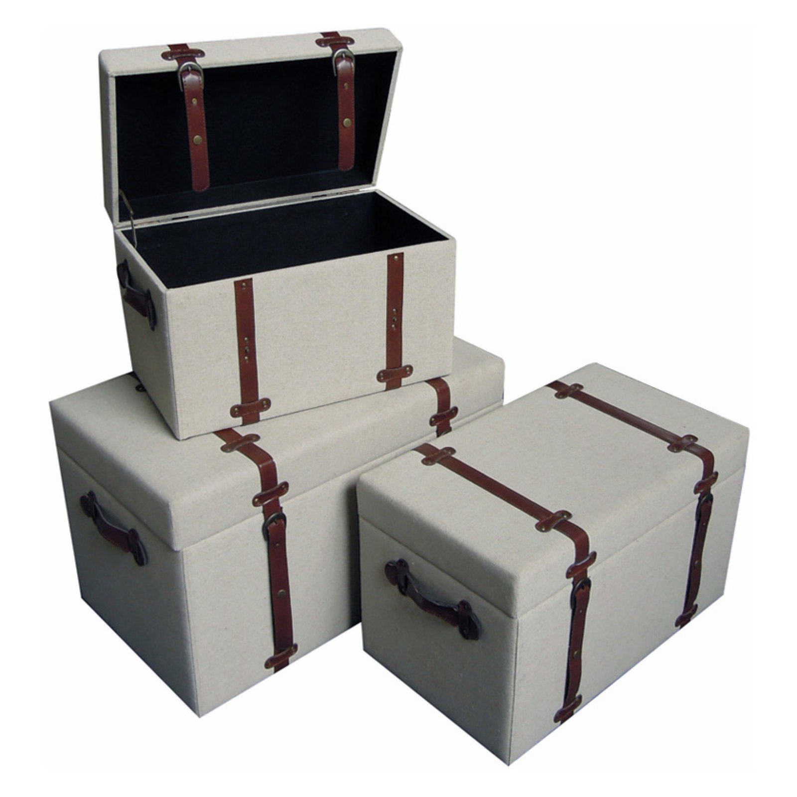 International Caravan Charlotte Fabric Storage Trunks Set of 3