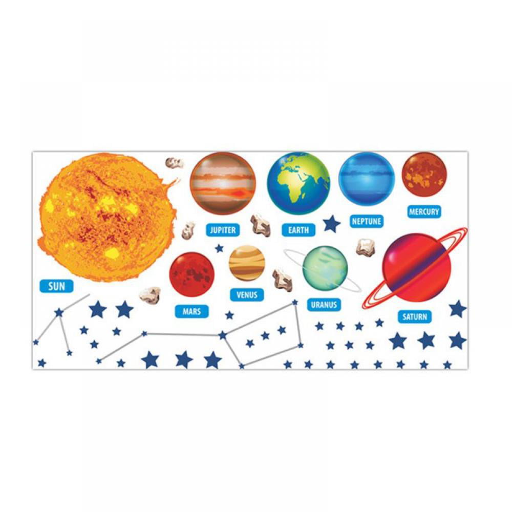 Solar System Wall Stickers Space Planets Sticker for Kids Room Cartoon  Planet Decals 