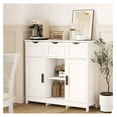 thumbnail image 3 of 35” Morden Buffet Sideboard Cabinet with Doors and Drawers, Coffee Bar Cabinet, Sideboard with Storage, Kitchen Buffet for Living Room, Kitchen, White, 3 of 7