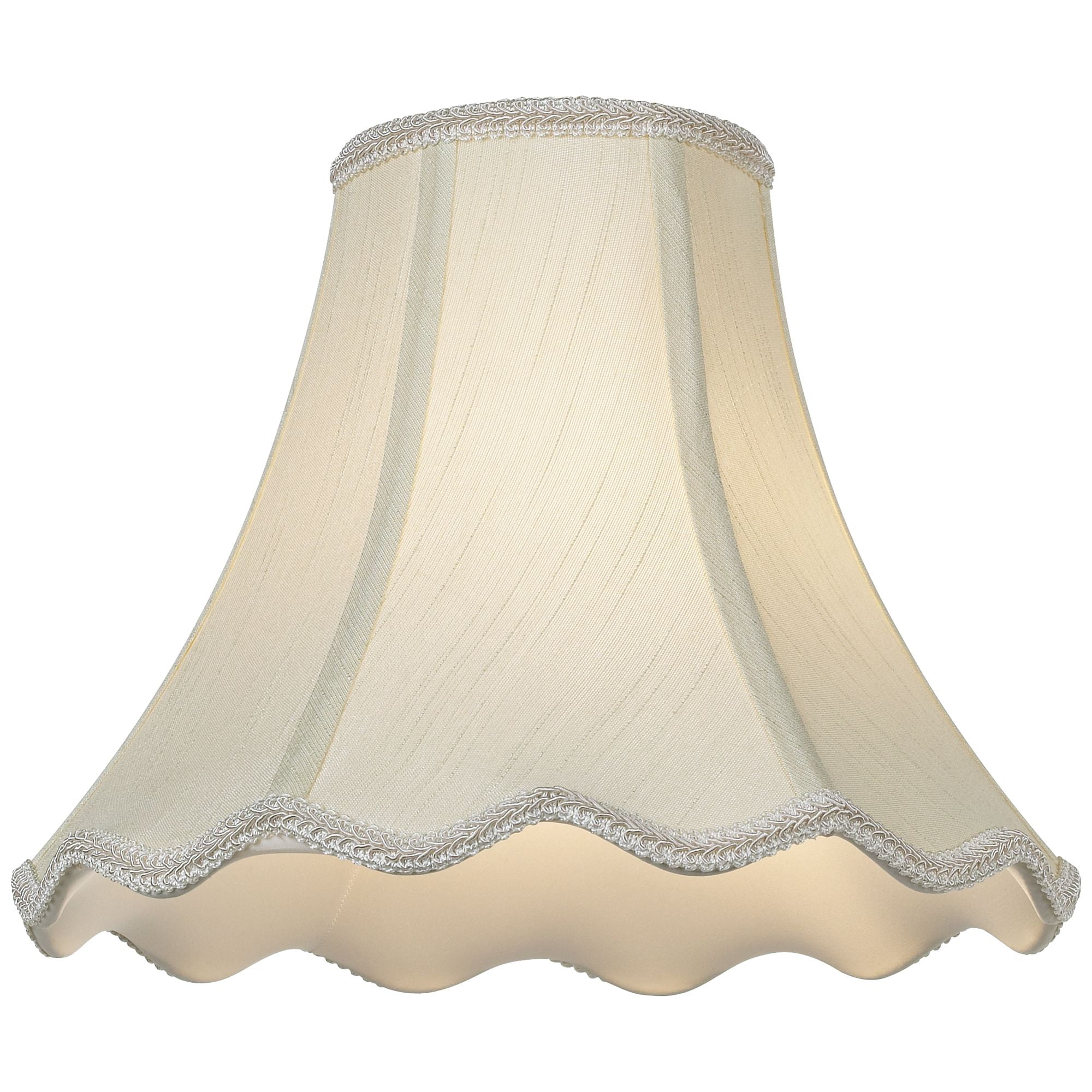 Imperial Shade Creme Small Scallop Bell Lamp Shade 5" Top x 12" Bottom x 10" Slant x 9.5 High (Spider) Replacement with Harp and Finial