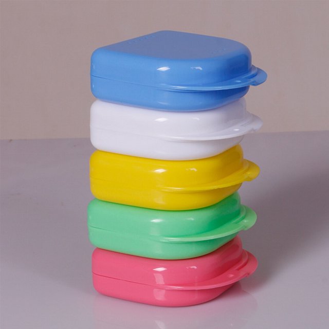pitrice 2 Pieces Denture Storage Box Replacement Odorless Protective Dustproof Tear-resistant Organizing Draining Case Accessories Yellow