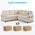 thumbnail image 2 of PUREMIND 82.3"W Corduroy Sectional Sleeper Sofa, Pull Out Couch Bed with Storage and Cup Holder, L-Shaped Couch for Living Room/Apartment, Beige, 2 of 8