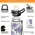 thumbnail image 4 of Rose Flowers Purple 32oz Water Bottles with Straw Tritan Leakproof Sports Bottle BPA Free Clear for Fitness Gym Swimming Cycling, 4 of 7
