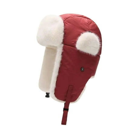 Bmisegm Russian Hat Winter Hat with Ear Thermal Lined Cap Outdoor Skiing Cycling Cold Weather Ear Flap Hats for Men