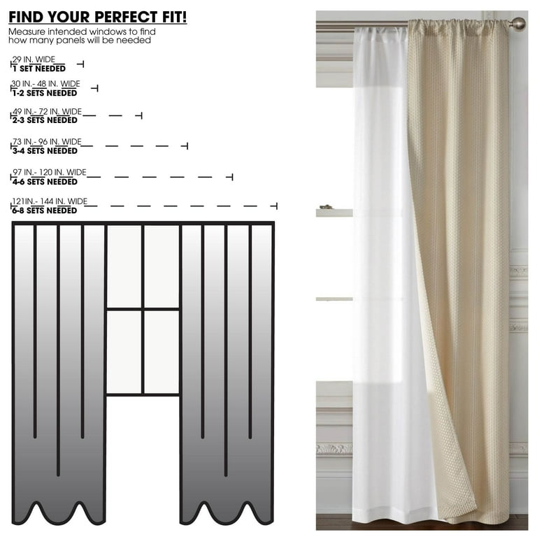 Mainstays 4 Piece Wave Jacquard Curtain Set Beige Solid Sheer