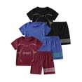 thumbnail image 6 of Fdqin Boys Shorts Sets 6Pcs Quick Drying Sports Short Sleeve T-Shirt and Active Shorts Summer Outfits for Kids Wine red Blue Black 4-5 Years, 6 of 8
