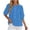 Blue, variant on cocolona Summer Puff Sleeve Tops for Women Crew Neck Button Pleated Shirts Dressy Casual Loose Blouses