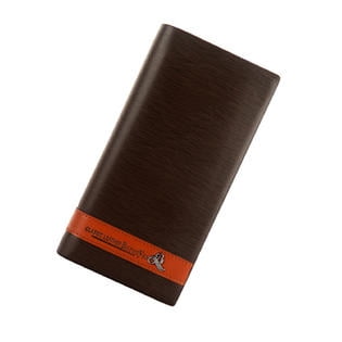 Men Mock Leather Long Section Checkbook Wallet Brown