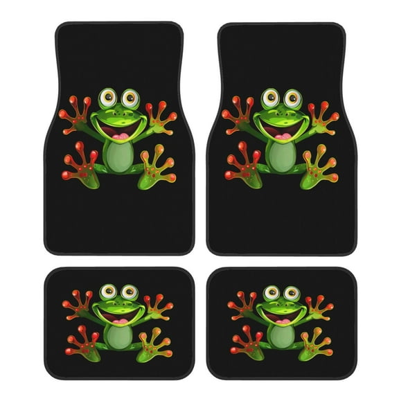 KAKALAD Happy Frog 01 Car Floor Mats 4PC Set Carpet Protection, Universal Fit for Car SUV VA & Truck, Vehicle Front & Rear
