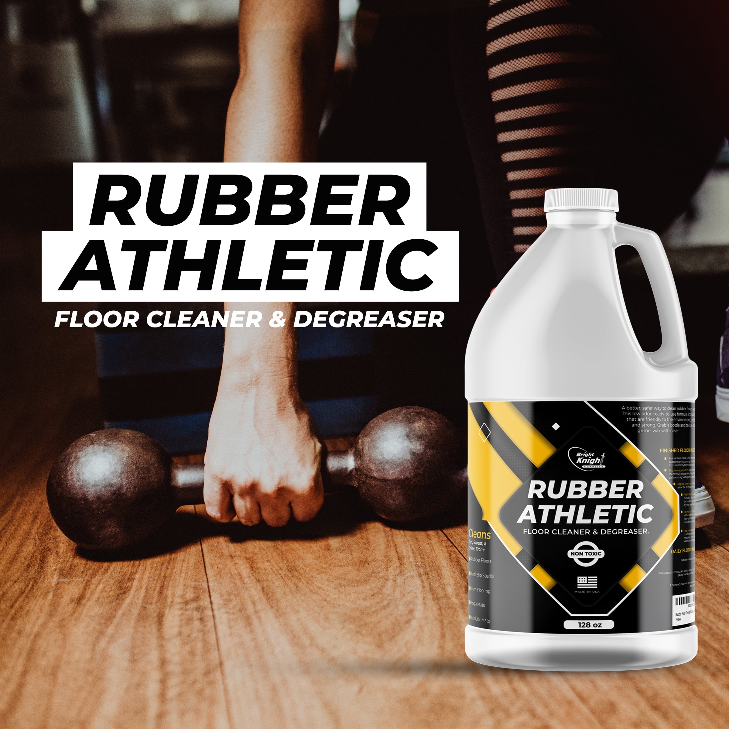 Bright Knight Supplies LLC Rubber Floor Cleaner & Degreaser - Cleaning  Solution for Anti-Slip Studio and Gym Flooring, Yoga, Wrestling,  Gymnastics, and Athletic Mats - Clean Off Dirt, Sweat, Stains 