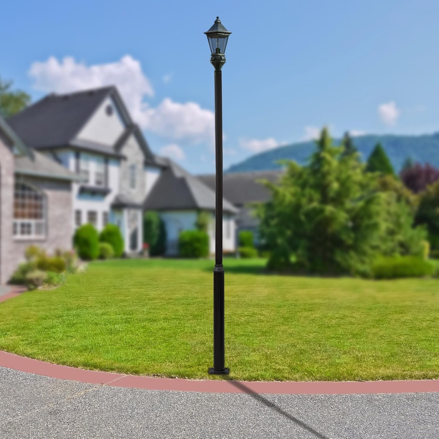 16 Ft Outdoor Lamp Post, Heavy-Duty Metal Street Light Pole Outdoor Galvanized Lamp Post for Street Courtyard Parking Lot Outdoors, Easy Installation