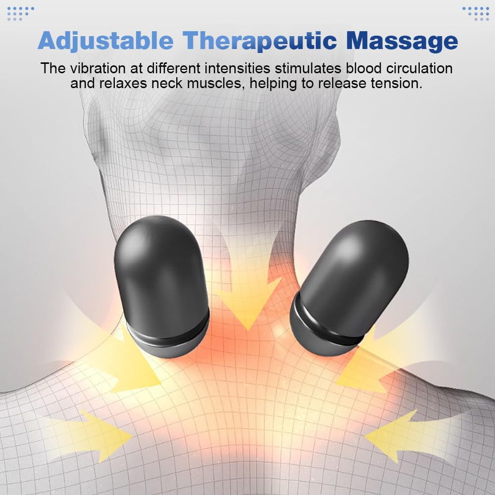Pillow Massage Neck Hump, 3-in-1 Cervical Pillows Traction Massager, Heated Massage Neck Pillow Memory Foam with Rechargeable Grey