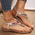 thumbnail image 6 of Xunlbb Women's Sandals Beaded Ethnic Style Flat Bottomed Sandals Elastic Bands Beach Sandals Roman Shoes Women's Fashion Shoes Up to 60% Off, 6 of 6