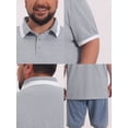 thumbnail image 7 of DARING DIVA Men's Big Tall Contrast Color Short Sleeve Button Down Polo 6XL Light Gray, 7 of 7