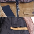 thumbnail image 3 of Men's Corduroy Zip Up Quilted Sherpa Collar Multi Pocket Flight Bomber Jacket (Khaki, S), 3 of 3