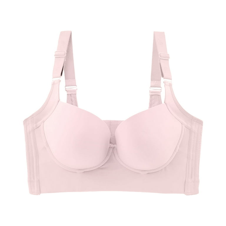 Ruziyoog Cotton Underwear Ladies Fashion Comfortable Breathable No Steel  Ring Seven-breasted Lift Breasts Bra Woman Underwear Summer Clearance Pink