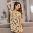 thumbnail image 3 of Uemuo Floral Strawberr Pattern Women’s Nightdress – Casual Sleep Shirt, Soft Relaxed Fit Short-Sleeved Cotton Sleepwear for Home, Bedtime, and Lounging, 3 of 6