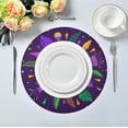 thumbnail image 3 of SKYSONIC Mardi Gras Round Placemats for Dining Table Non-Slip Heat-Resistant Polyester Table Mats Set of 4 Washable Table Mats for Kitchen Dining Table Decoration, 3 of 5