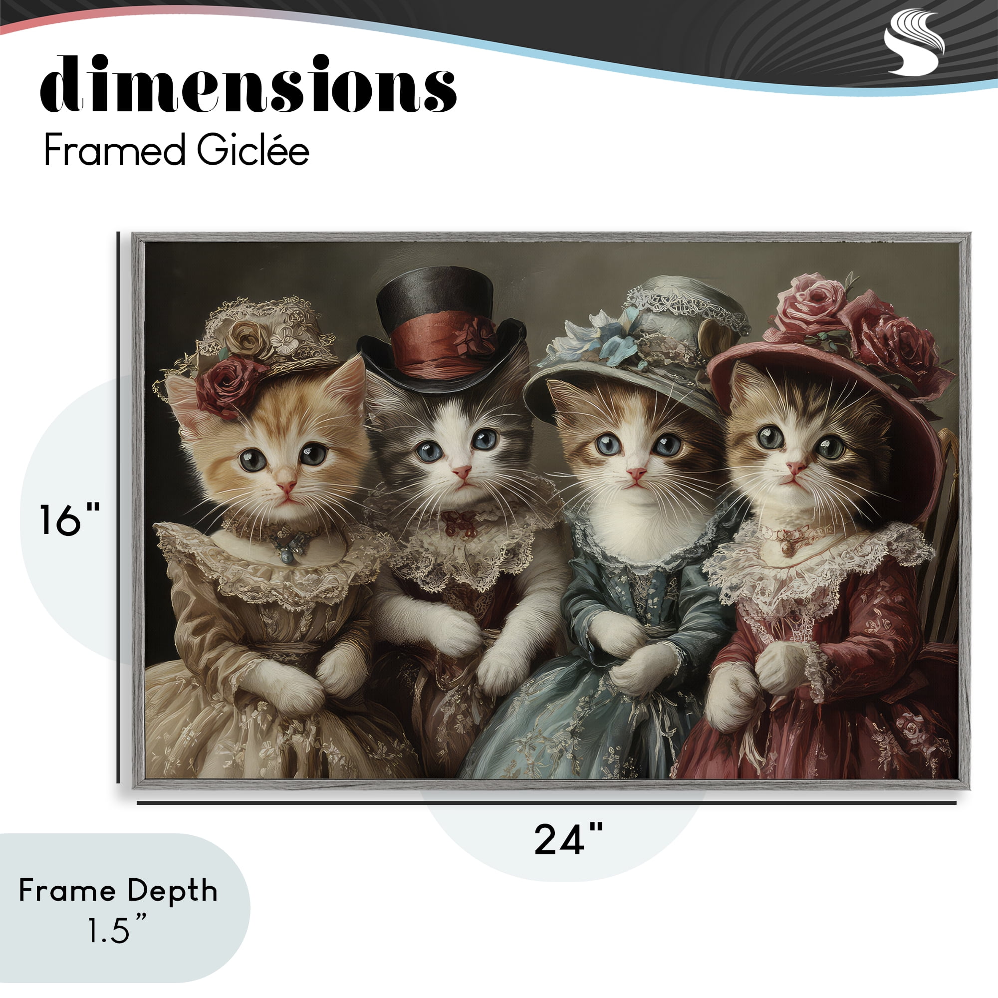 Stupell Industries Vintage Dress Kittens Gray Framed Giclee Art, design by The Wands Want