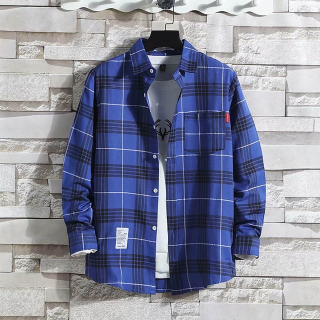 UANWENN Chemise Décontractée Imprimée pour Hommes Automne/hiver Manches Longues Col à Revers Chemise à Carreaux Rayée Chemises de Pyjama Manches Courtes Longues Chemises de Basket-Ball Florales Hommes Blouse Formelle Décontractée en Gros A