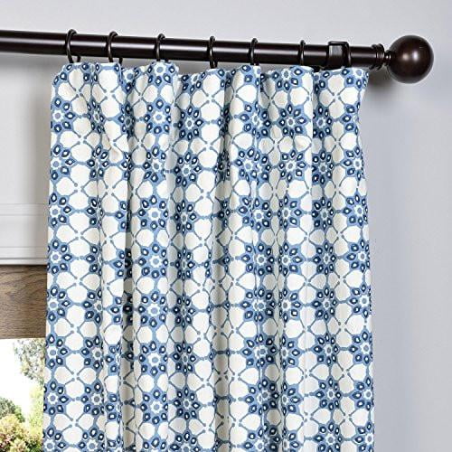 Half Price Drapes Prct D04 108 Ashby Printed Cotton Curtain 50 Inch X 108 Inch Blue Walmart Com Walmart Com