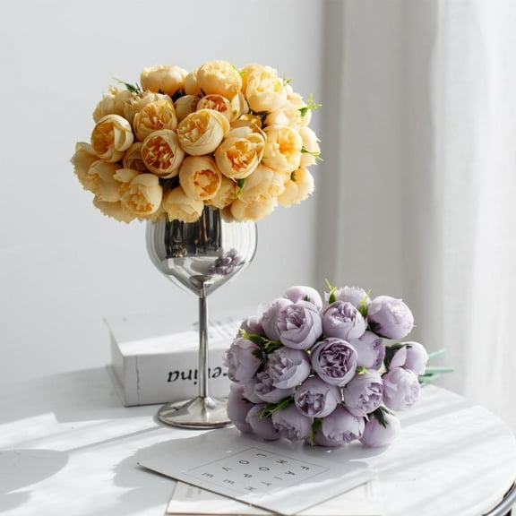 Ranunculus Artificial Flower 11.4" and 27 Heads Faux Silk Ranunculus Flowers Artificial Ranunculus Bouquet Decorations for Home DIY Wedding Decor
