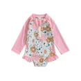thumbnail image 1 of Coduop Toddler Kids Girls One Piece Bikini Swimsuit Floral Print Swimwear Rash Guard Bathing Suit, 1 of 7
