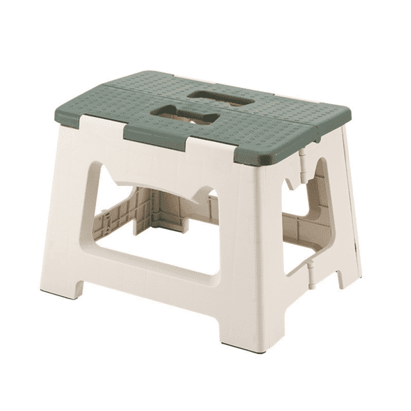 DUANJY Folding Short Plastic Stool 8.8 inch for Adults Holds up to 165 lbs, Non-Slip Foldable Stools with Portable Handle for Kitchen, Camping Fishing, Bathroom, Bedroom, Green