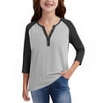 thumbnail image 6 of WMTBSRSW 3-14 YearsBig Girls Fall Henley Shirts Color Block 3/4 Sleeve Tops Patchwork Button Crewneck Blouse Loose Casual Tunic Tops 4 Years, 6 of 6