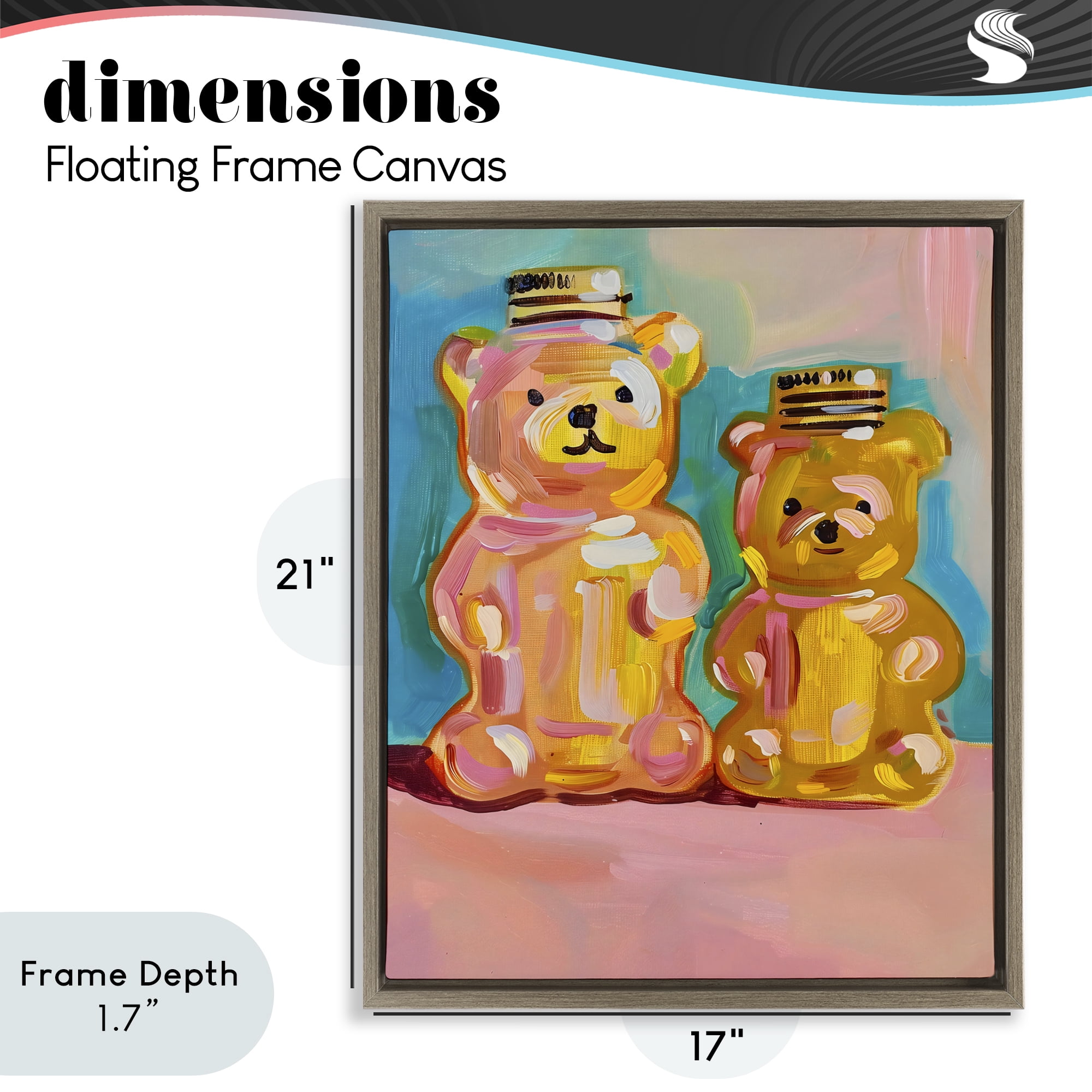 Stupell Industries Joyful Honey Bears Duo Brown Framed Floater Canvas Wall Art, design by The Prints Vibe