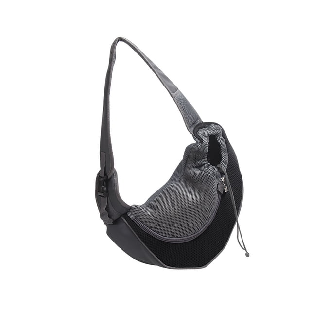 Greeniant Bolsa para mascotas de tela neta Hombro para mascotas Bolsa de transporte al aire libre Portador de animales ajustable Suministros para perros negro L