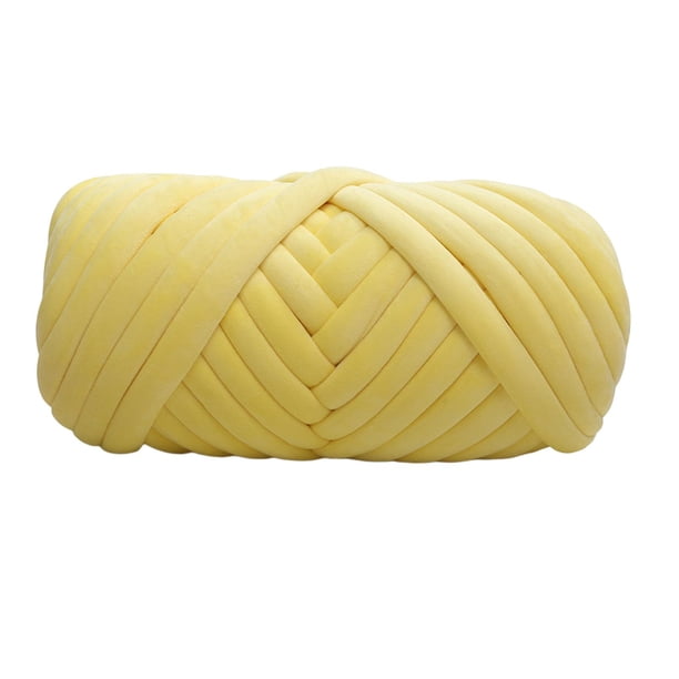 Hilo grueso de de 1kg para hacer alfombras tejidas con brazos, hilo tubular Jumbo de suave y cómodo para tapiz, almohada, cestas, Amarillo Hugo Hilo grueso de terciopelo