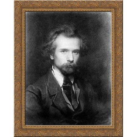 Portrait of the Artist Pavel Petrovich Chistyakova 24x20 Gold Ornate Wood Framed Canvas Art by Ivan Kramskoy