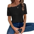 thumbnail image 4 of Ichuanyi Women’s Summer Tops Casual V Neck T Shirts Short Sleeve Loose Fit Button Front Blouse Tunic Tops for Women, 4 of 6