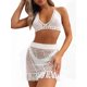 thumbnail image 4 of VISgogo Traje de falda de dos piezas para mujer, blusas halter con espalda abierta de color sólido blanco y falda con flecos ahuecada VISgogo  moda, 4 of 9