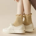 thumbnail image 4 of 6Pairs Womens Casual Cute Ankle Socks Breathable Knit Cotton Warm Soft Frilly Crew Socks, 4 of 7