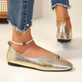 thumbnail image 6 of IEMIEMIEM Women's Metal Buckle Mary Jane Shoes Soft Leather Comfortable Ballet Flats Shoes Square Toe Casual Fashion Versatile Daily Wear Gold 7 Wide, 6 of 9
