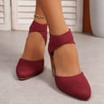 thumbnail image 2 of Rokment Strappy Wedge Heeled Dressy Shoes for Women Ladies 2026 Summer Fall Fashion Casual Pointed Closed Toe Ankle Strap Dress High Heels Sandals Bride Wedding Business Work Wine Size 7.5, 2 of 8