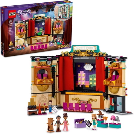 LEGO Friends Andrea's Theater School Playset, 41714 Creative Pretend Play Theater Toy, Kids Girls Boys 8  Years Old, Theater with Curtains, Lighting, Props and 4 Friends Toy Figures