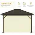 thumbnail image 3 of Outsunny 11.9" x 9.8" Hardtop Gazebo with Curtains and Netting, Permanent Pavilion Metal Roof Gazebo Canopy with Aluminum Frame and Top Hook, Cream, 3 of 9